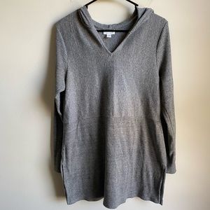 J Jill Hooded long pullover Ribbed Sweater Gray Womens Size S